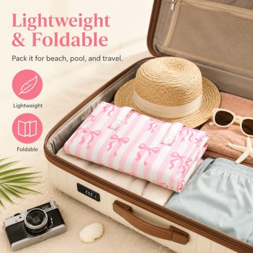 Large Beach Bag for Women (Pink White)