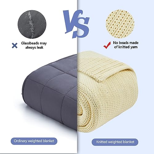 Knitted Weighted Blanket (36-cream White / 48" x 72" | 20lbs)