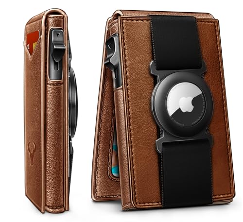 Men Leather Wallet for AirTag (Brick Brown8621)