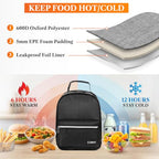 Insulated Lunch Box for Kids and Adults (Black)