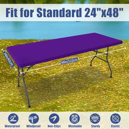 2 Pack Rectangle Spandex Fitted Table Cloth (Purple / 48" x 24" (Rectangular))