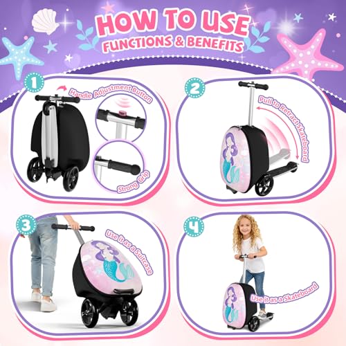 Scooter Suitcase for Kids (Large / Pink)