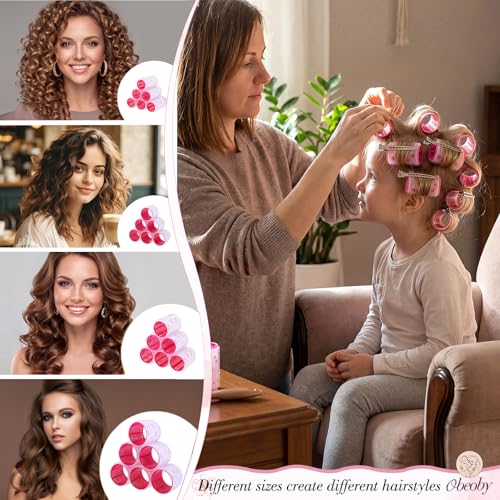4 Sizes Hair Rollers for Women Self (Cherry Print)