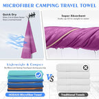 Microfiber Camping Towels (Purple / XXL: 72" x 32"+24" x 12")