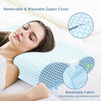 Memory Foam Pillow (Cyan / Standard (23.9 x 14.1 x 4.7/3.9 inches))