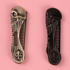 2pcs Skull Style Folding Pocket Comb - Everyday Grooming Tool for Hair and Beard Styling