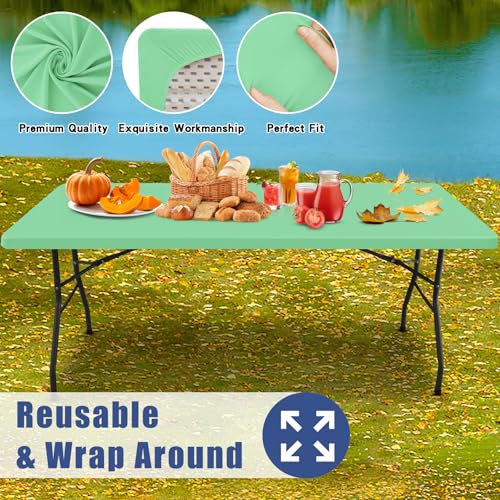 2 Pack Rectangle Spandex Fitted Table Cloth (Bright Green / 60" x 30" (Rectangular))