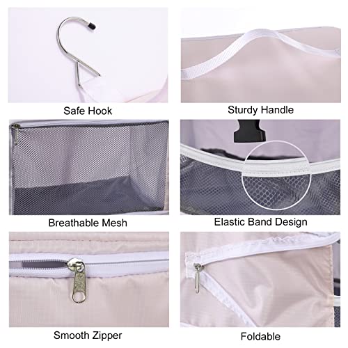 Travel Portable Hanging Shelves Closet Organizer Packing Luggage Storage with Multifunctional and Foldable Invisible Compartment (Pink / XX-Large)