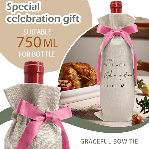 Cute Pink Bow Ribbon Engagement Gift Wine Bag (Wedding Wine Bag Style 9)