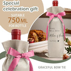 Cute Pink Bow Ribbon Engagement Gift Wine Bag (Wedding Wine Bag Style 9)