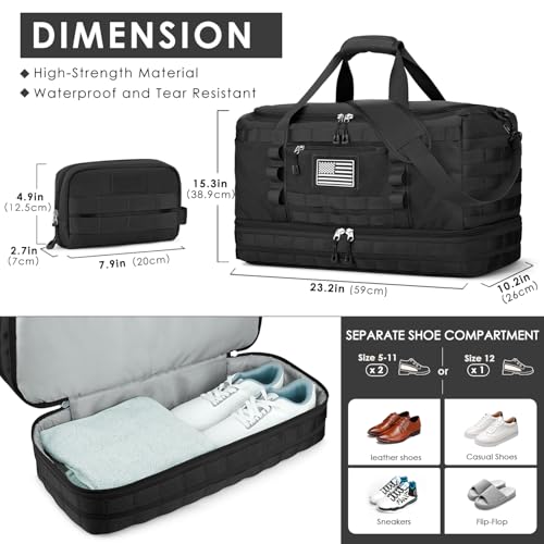 Travel Bag for Men Women (Black / X-Large)