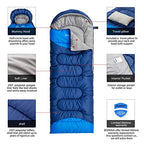 Sleeping Bag with Pillow (Blue / 86.6" x 31.5" Left Zipper)