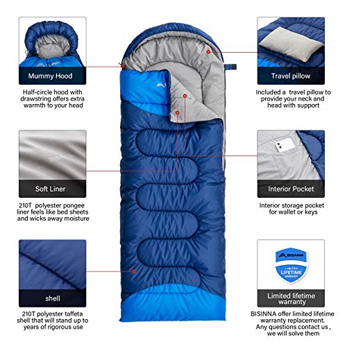 Sleeping Bag with Pillow (Blue / 86.6" x 31.5" Left Zipper)
