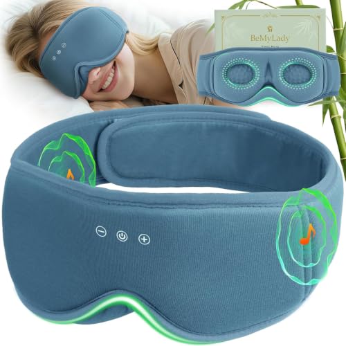 3D Bamboo Cotton Sleep Mask with Bluetooth 5.4 Headphone (Blue)