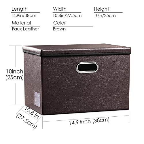 Collapsible Storage Bins with Lids [3 (Brown / Medium(3-Pack))