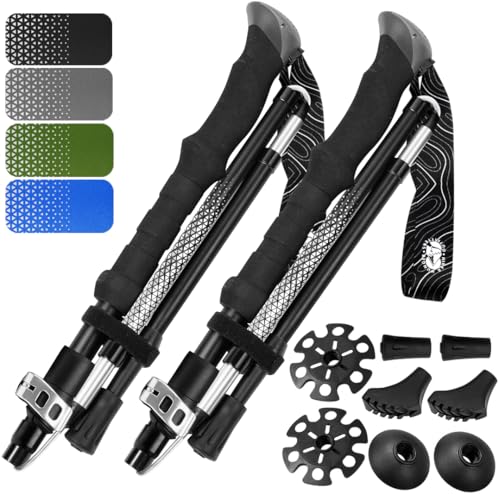 Premium Foldable Hiking Poles by USA Brand (EVA Foam - Black / 115-135 cm for Height: 5'10" and taller)