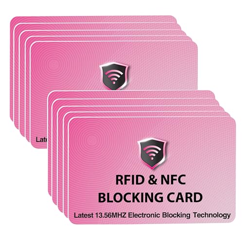 10 Pack RFID Blocking Card for Credit Debit ID Card (Pink)