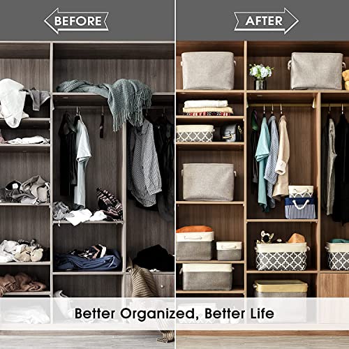 Storage Bins 3PCS Fabric Storage Baskets for Organizing Shelves (Grey / 3PCS/Large - 15.7Lx11.8Wx8.3H)