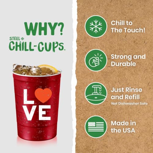 16 oz. Reusable Party Cups (Love Red / 12 Count)