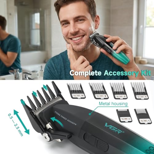 003 Professional Hair Clippers for Men with Clipper Trimmer Set (Green)