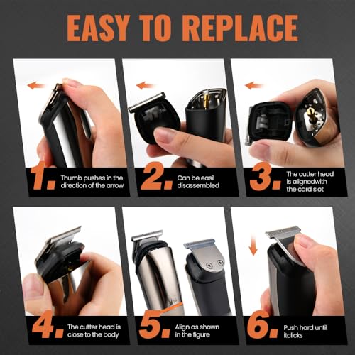 6-in-1 Men's Grooming Kit, Cordless Beard Trimmer, Hair, Nose & Ear (Silver)