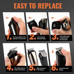 6-in-1 Men's Grooming Kit, Cordless Beard Trimmer, Hair, Nose & Ear (Silver)