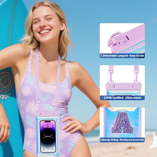 Waterproof Phone Pouch Floating (Iridescent Purple Letter)