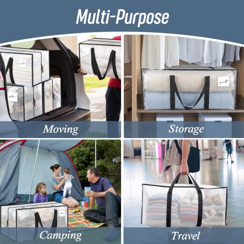 6 Pack Extra Heavy Duty Large Moving Bags Strong Zipper (Semi-Transparent / 6 Pack)