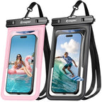 Waterproof Phone Pouch 2 Pack ([Black + Pink])