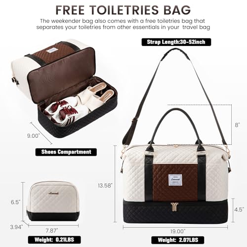 Travel Duffle Bag (Black＆white＆brown-a / Large-2 Pcs)