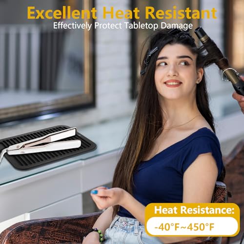 Large Heat Resistant Mat for Styling Tools (Black)