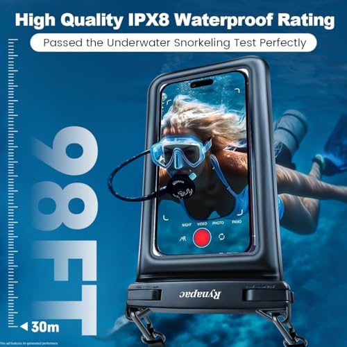 Double Space Floating Waterproof Phone Pouch [Up to 8.5''] (Black & Black)