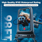 Double Space Floating Waterproof Phone Pouch [Up to 8.5''] (Black & Blue)