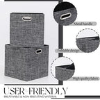 13x13x13 Inch Foldable Cube Storage Bins with Metal Handles (Black color / 13 IN (4 Pack))