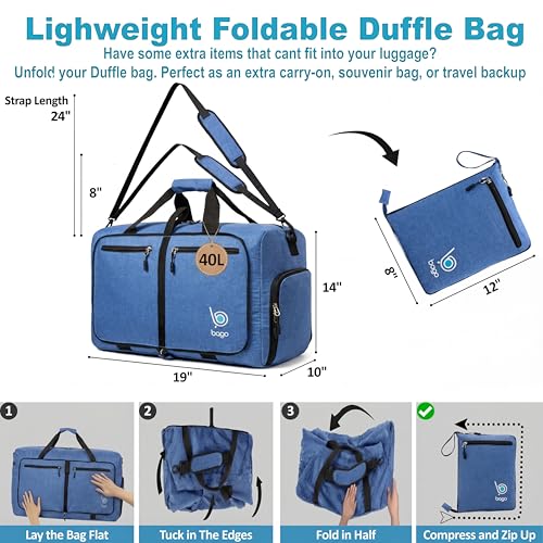 Travel Duffle Bag for Women & Men. Medium Duffel Bag for Traveling (40L / SnowDepBlue)