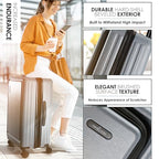 Hard Shell Luggage Sets with Spinner Wheels 4 Piece (4 Piece Set (20/24/28) / Grey)