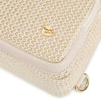 Faux Straw Crossbody Bags for Women Small RFID Summer Sling Bag (Boho White Thick)