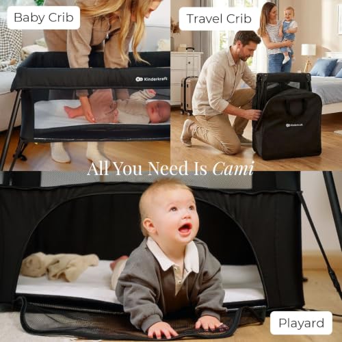 Kinderkraft Cami 3 in 1 Convertible Travel Cot Gray (Grey)