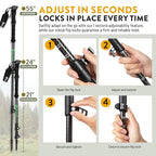 100% Carbon Fiber Trekking Poles by USA Brand (EVA Foam - 3K Black)
