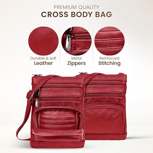 leather Crossbody Purses for Women (X-Large / Wine)