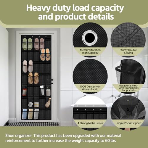 35 Pocket Over the Door Shoe Organizer (Black)