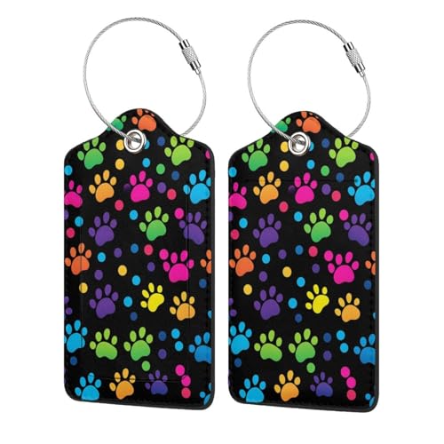 Cute Dog Paws Leather Luggage Tag with Stainless Steel Ring (2 PCS / Cute Dog Paws)