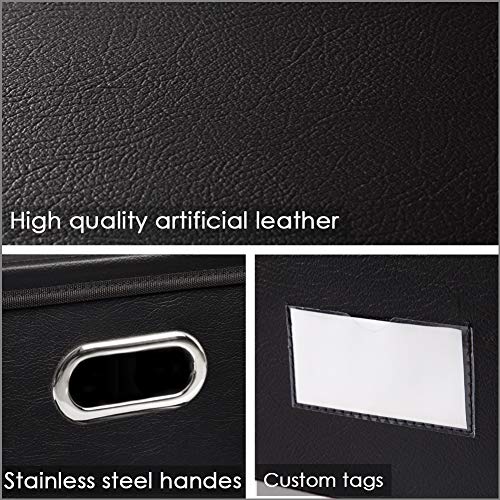 Collapsible Storage Bins with Lids [3 (Black / Medium(3-Pack))