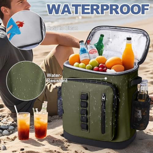 39 Can Waterproof Insulated Backpack Cooler (Green)
