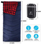 Cotton Flannel Sleeping Bag for Adults (Red Plaid with 2lbs Filling)