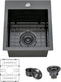 ARTLINE 15 x 20 Inch Black Drop in Bar Sink, Stainless Steel Single Bowl by ARTLINE