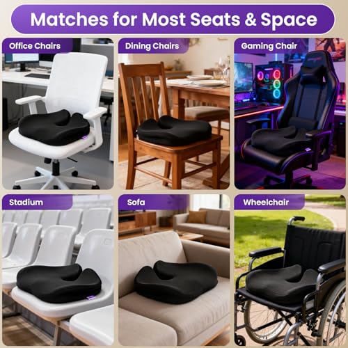 Seat Cushions for Office Chairs (Black (Large) / Large)