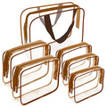 6 Packs Clear Makeup Bags (Coffee-6PCS(Large+Medium+Small))