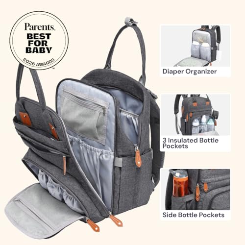 Diaper Bag Backpack (Dark Gray / Large)