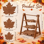 3 Tier Maple Leaf Serving Tray with 16" Collapsible Ladder Stand (Maple Leaf)